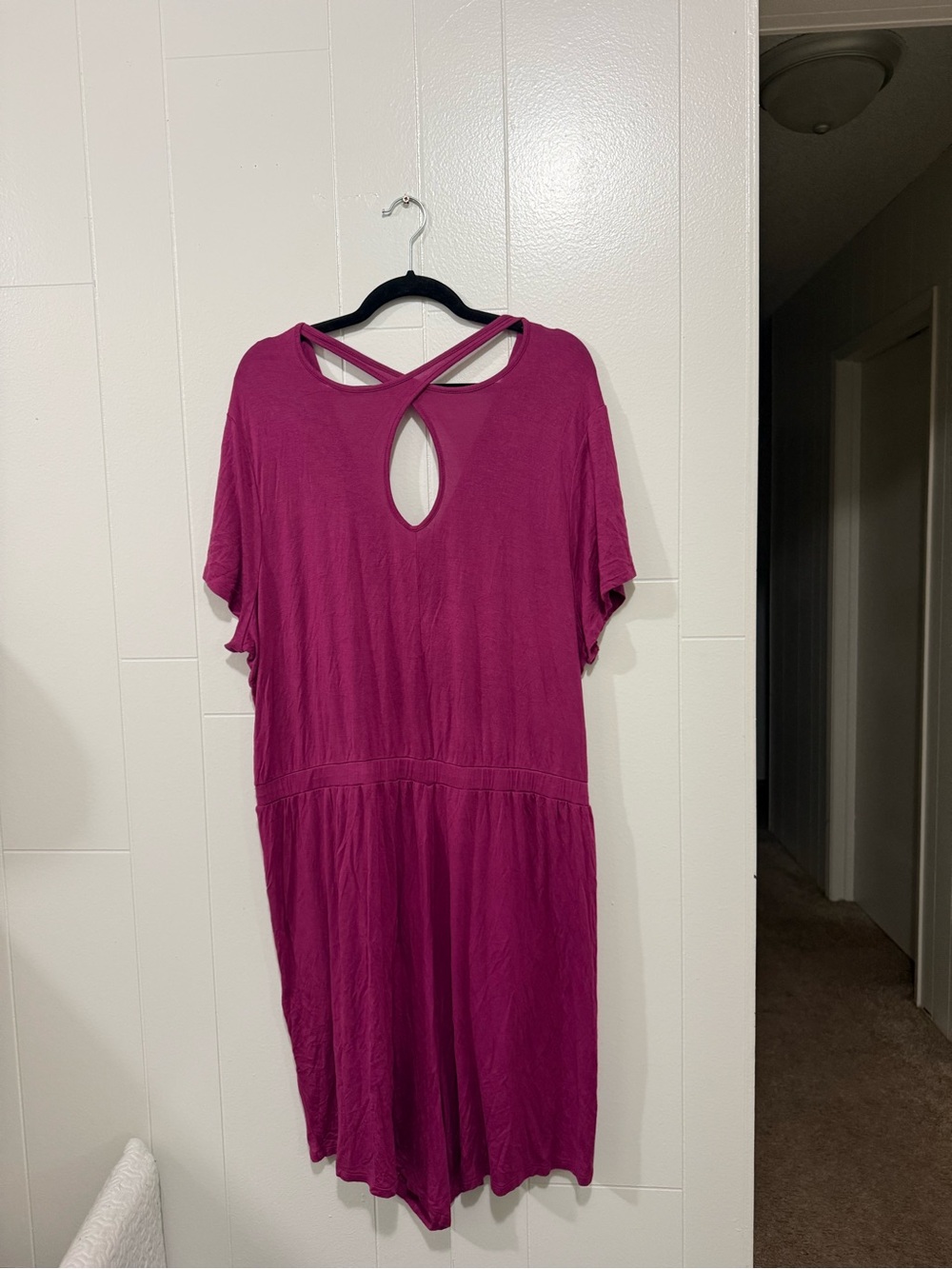 LIVI by Lane Bryant Magenta Keyhole Back Jumpsuit